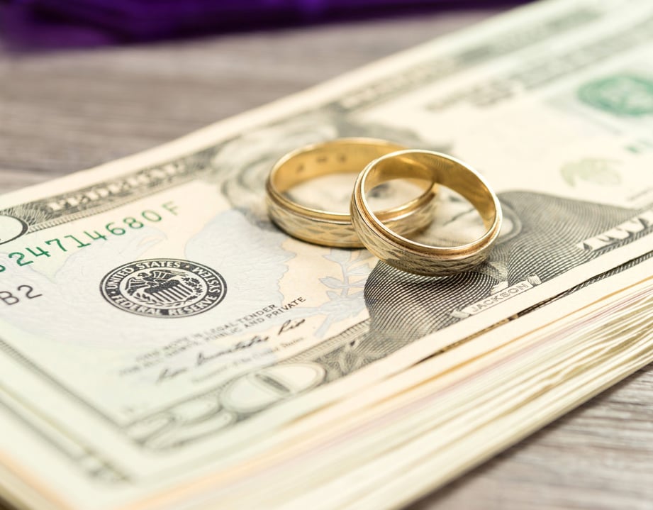 rings sitting on top of money