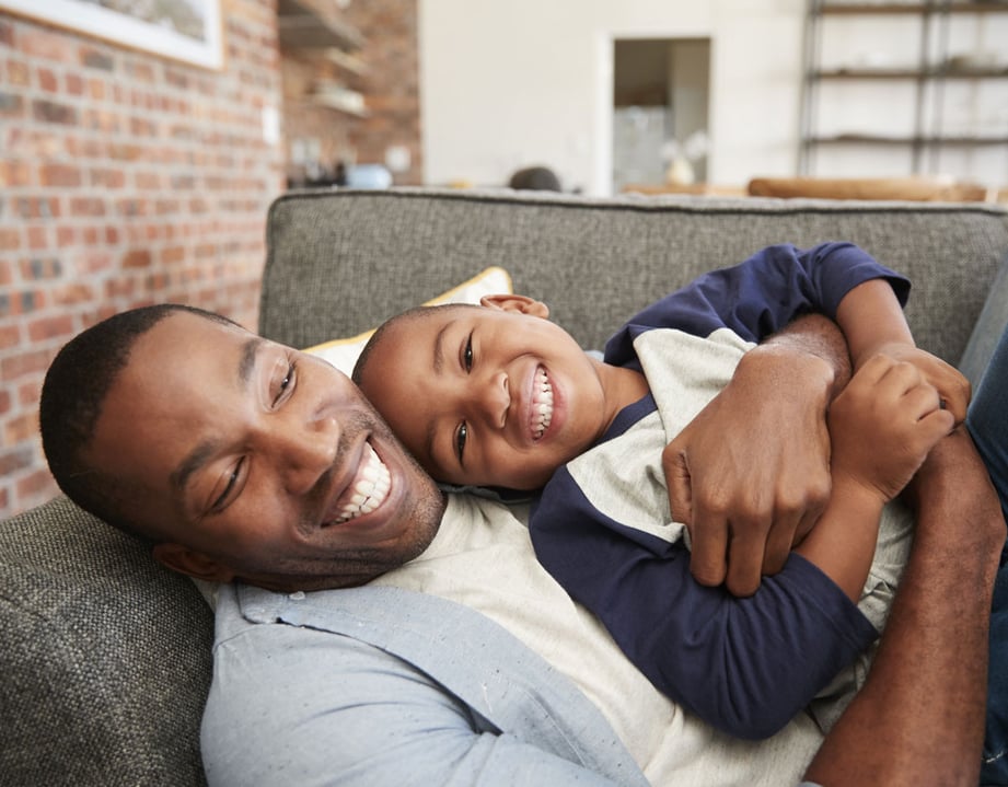 happy father and son