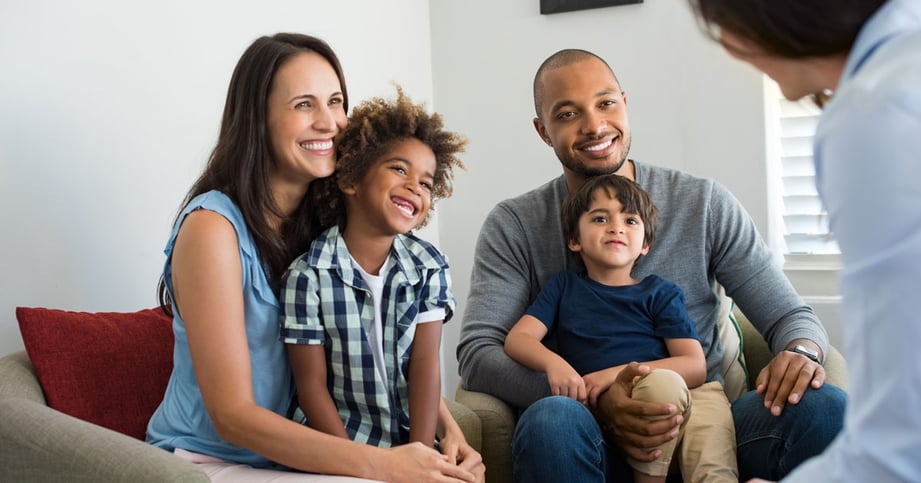 happy family with counselor